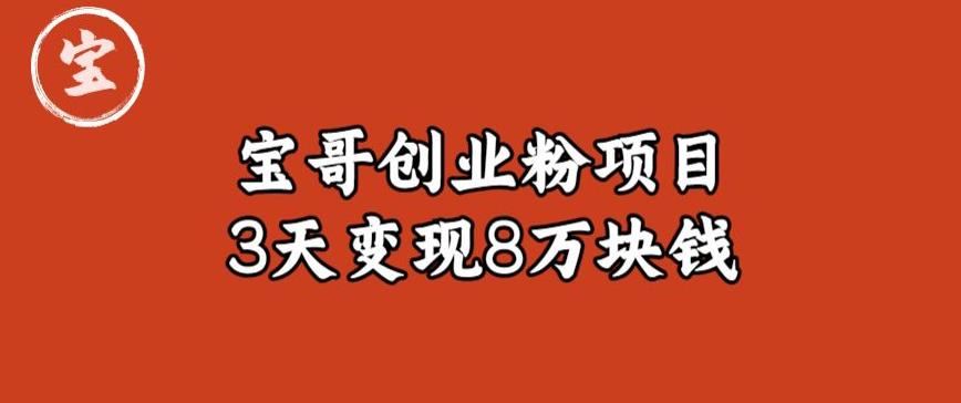 宝哥IP图文创业粉引流项目实战分享：单个账号3天涨粉1万，变现8万块钱（图文教程）【揭秘】